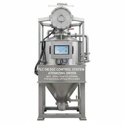 PLC atau DSC Control System Atomizing Dryer Featuring Maximum Spray Diameter 4700mm Dirancang untuk Proses Pengeringan Bahan